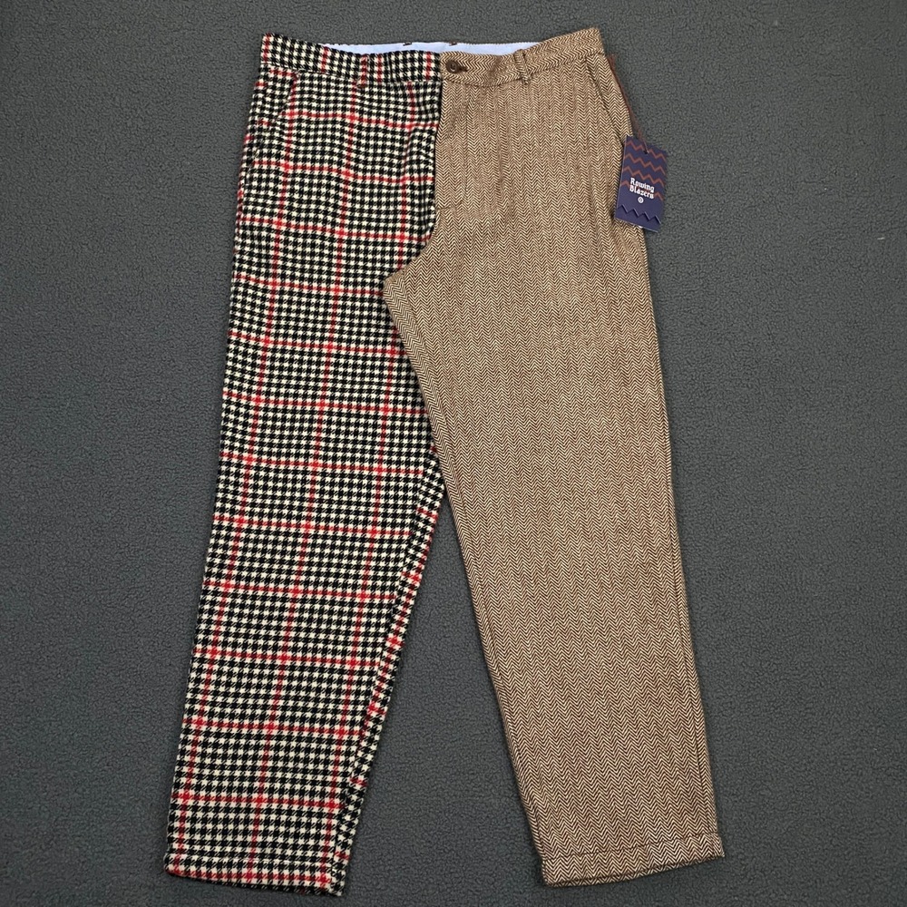 Rowing Blazers Target Pants FITS 36x29 Plaid Herringbone Wool Blend Trousers